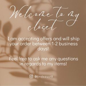 Welcome to my Closet! Most of my sizes available are L (10-12). Accepting offers